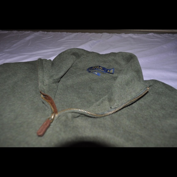 Polo army green zip up pull over  newish - Picture 3 of 5